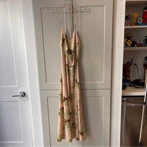 AFRM Camo Radish Satin Midi Cutout Slipdress XS Camp Army Military Streetwear